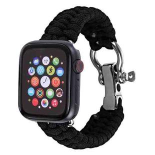 For Apple Watch Series 8&7 41mm / SE 2&6&SE&5&4 40mm / 3&2&1 38mm Umbrella Cord Nylon Braided Watch Band(Black)