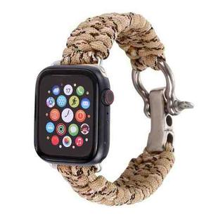 For Apple Watch Series 8&7 41mm / SE 2&6&SE&5&4 40mm / 3&2&1 38mm Umbrella Cord Nylon Braided Watch Band(Khaki)