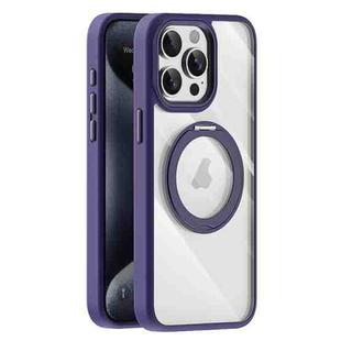For iPhone 15 Pro Max Transparent MagSafe Magnetic Holder Phone Case(Purple)