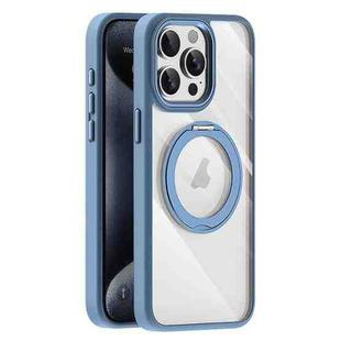 For iPhone 15 Pro Max Transparent MagSafe Magnetic Holder Phone Case(Light Blue)