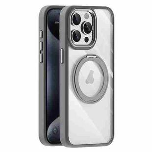 For iPhone 15 Pro Transparent MagSafe Magnetic Holder Phone Case(Light Grey)