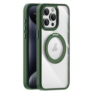 For iPhone 15 Pro Transparent MagSafe Magnetic Holder Phone Case(Dark Green)