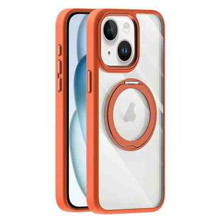 For iPhone 15 Plus Transparent MagSafe Magnetic Holder Phone Case(Orange)