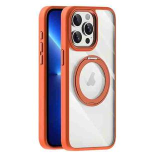 For iPhone 13 Pro Max Transparent MagSafe Magnetic Holder Phone Case(Orange)