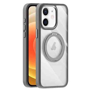 For iPhone 12 Transparent MagSafe Magnetic Holder Phone Case(Light Grey)