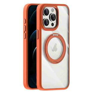 For iPhone 12 Pro Max Transparent MagSafe Magnetic Holder Phone Case(Orange)