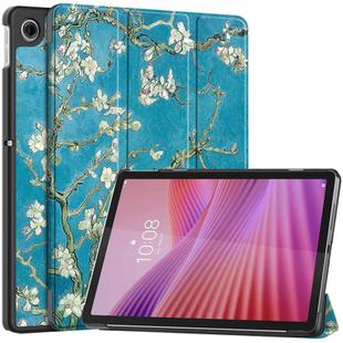 For Lenovo Tab 10.1 / K10 2nd / S10 Custer Painted 3-Fold Holder Leather Smart Tablet Case(Apricot Blossom)