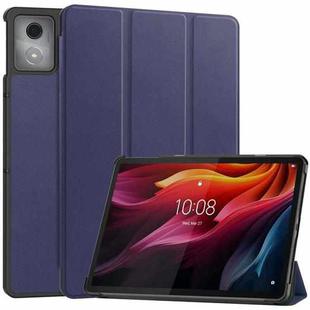 For Lenovo Tab K11 Plus Custer Texture 3-Fold Holder Leather Smart Tablet Case(Dark Blue)