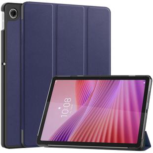 For Lenovo Tab 10.1 / K10 2nd / S10 Custer Texture 3-Fold Holder Leather Smart Tablet Case(Dark Blue)