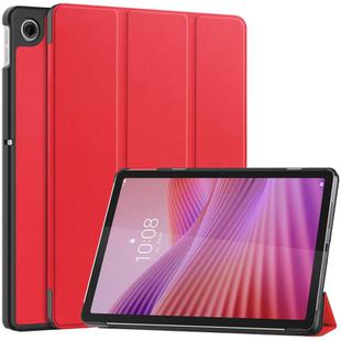 For Lenovo Tab 10.1 / K10 2nd / S10 Custer Texture 3-Fold Holder Leather Smart Tablet Case(Red)
