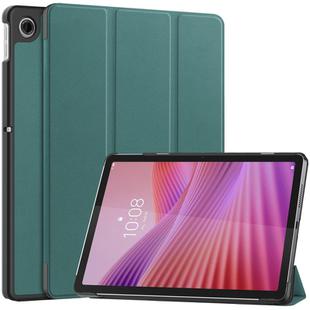 For Lenovo Tab 10.1 / K10 2nd / S10 Custer Texture 3-Fold Holder Leather Smart Tablet Case(Dark Green)