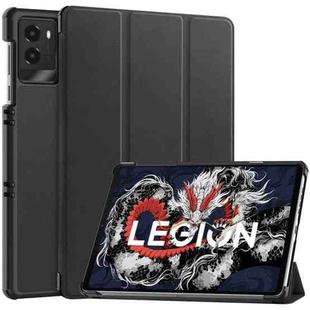 For Lenovo Legion Y700 2025 Custer Texture 3-Fold Holder Leather Smart Tablet Case(Black)