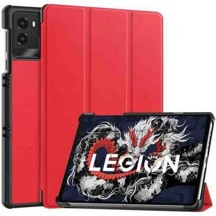 For Lenovo Legion Y700 2025 Custer Texture 3-Fold Holder Leather Smart Tablet Case(Red)