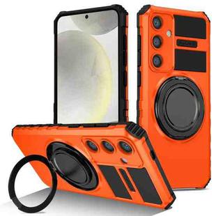 For Samsung Galaxy S24 5G Rotating Magnetic Holder Phone Case(Orange)