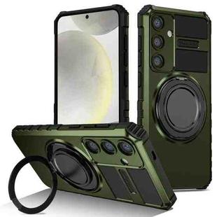 For Samsung Galaxy S24+ 5G Rotating Magnetic Holder Phone Case(Dark Green)