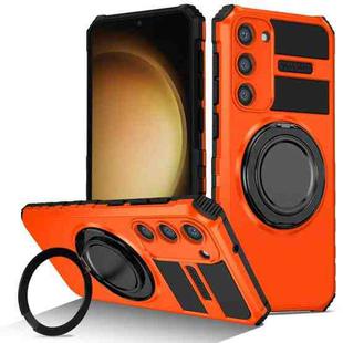 For Samsung Galaxy S23 5G Rotating Magnetic Holder Phone Case(Orange)