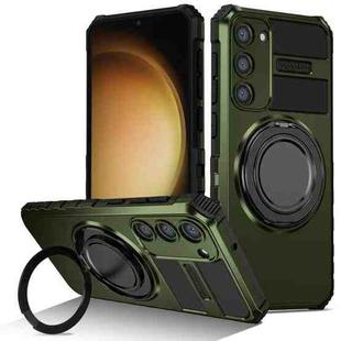 For Samsung Galaxy S23+ 5G Rotating Magnetic Holder Phone Case(Dark Green)