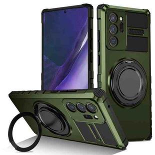 For Samsung Galaxy Note20 Ultra Rotating Magnetic Holder Phone Case(Dark Green)
