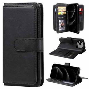 For iPhone 17 Pro Max Multi-Function Wallet 10 Card Slots Leather Phone Case(Black)