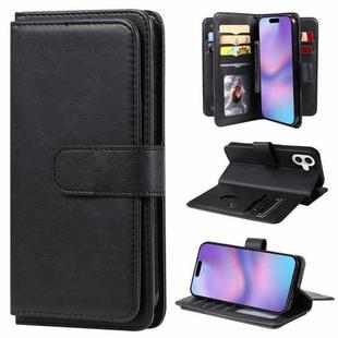 For iPhone 17 Multi-Function Wallet 10 Card Slots Leather Phone Case(Black)
