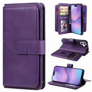 For iPhone 17 Multi-Function Wallet 10 Card Slots Leather Phone Case(Violet)