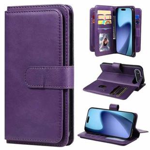 For iPhone 17 Air Multi-Function Wallet 10 Card Slots Leather Phone Case(Violet)