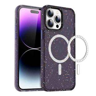 For iPhone 14 Pro Max Colorful Ink-splash Magsafe PC Hybrid TPU Phone Case(Purple)