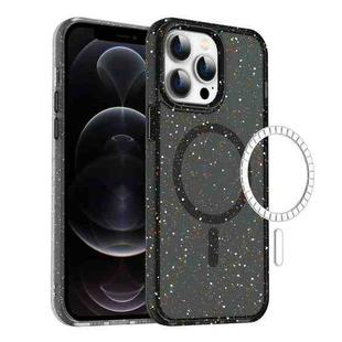 For iPhone 12 Pro Colorful Ink-splash Magsafe PC Hybrid TPU Phone Case(Black)