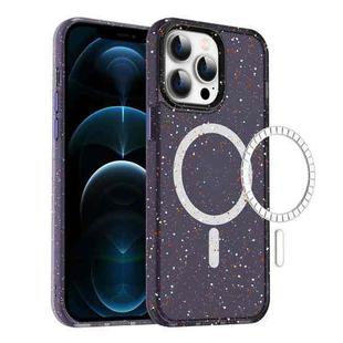 For iPhone 12 Pro Max Colorful Ink-splash Magsafe PC Hybrid TPU Phone Case(Purple)