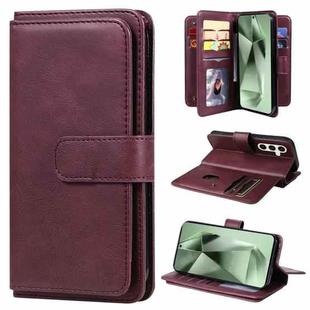 For Samsung Galaxy S24 FE 5G Multi-Function Wallet 10 Card Slots Leather Phone Case(Claret)