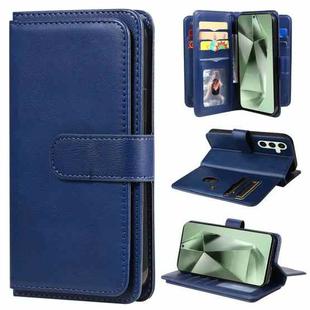 For Samsung Galaxy S24 FE 5G Multi-Function Wallet 10 Card Slots Leather Phone Case(Dark Blue)