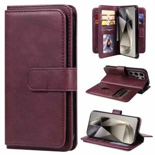 For Samsung Galaxy S25 Ultra 5G Multi-Function Wallet 10 Card Slots Leather Phone Case(Claret)