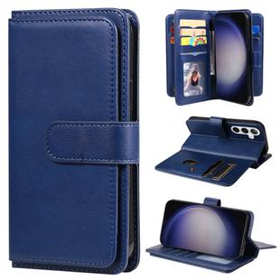 For Samsung Galaxy S25 / S24 5G Multi-Function Wallet 10 Card Slots Leather Phone Case(Dark Blue)