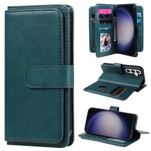 For Samsung Galaxy S25+ / S24+ 5G Multi-Function Wallet 10 Card Slots Leather Phone Case(Dark Green)