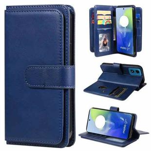 For Motorola Moto G04 / G24 Multi-Function Wallet 10 Card Slots Leather Phone Case(Dark Blue)