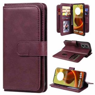 For Motorola Moto G85 Multi-Function Wallet 10 Card Slots Leather Phone Case(Claret)