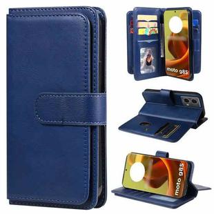 For Motorola Moto G85 Multi-Function Wallet 10 Card Slots Leather Phone Case(Dark Blue)