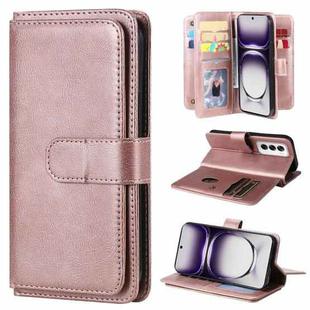 For OPPO Reno12 5G Global Multi-Function Wallet 10 Card Slots Leather Phone Case(Rose Gold)