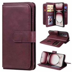 For OPPO Reno12 Pro Global Multi-Function Wallet 10 Card Slots Leather Phone Case(Claret)