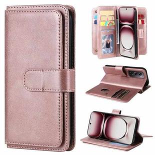 For OPPO Reno12 Pro Global Multi-Function Wallet 10 Card Slots Leather Phone Case(Rose Gold)