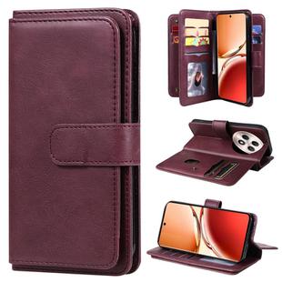 For OPPO Reno12 F 5G Global Multi-Function Wallet 10 Card Slots Leather Phone Case(Claret)