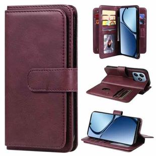 For Realme C63 / C61 / Note 60 Multi-Function Wallet 10 Card Slots Leather Phone Case(Claret)