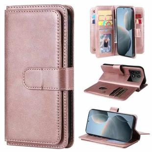 For Xiaomi Poco F6 Pro Multi-Function Wallet 10 Card Slots Leather Phone Case(Rose Gold)