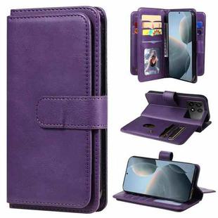 For Redmi K70 Multi-Function Wallet 10 Card Slots Leather Phone Case(Violet)