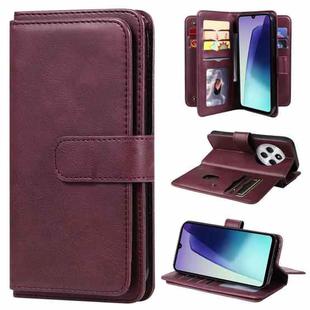 For Redmi 14C 4G Global Multi-Function Wallet 10 Card Slots Leather Phone Case(Claret)