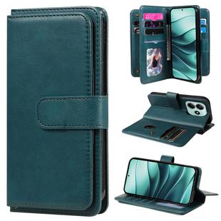 For Redmi Note 14 5G Multi-Function Wallet 10 Card Slots Leather Phone Case(Dark Green)