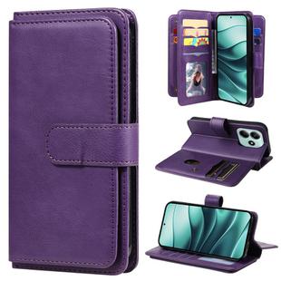 For Redmi Note 14 5G Multi-Function Wallet 10 Card Slots Leather Phone Case(Violet)