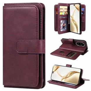 For Honor 200 Pro Multi-Function Wallet 10 Card Slots Leather Phone Case(Claret)