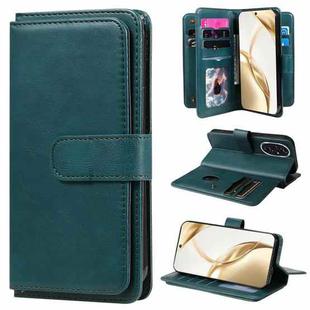 For Honor 200 Multi-Function Wallet 10 Card Slots Leather Phone Case(Dark Green)