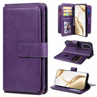 For Honor 200 Multi-Function Wallet 10 Card Slots Leather Phone Case(Violet)